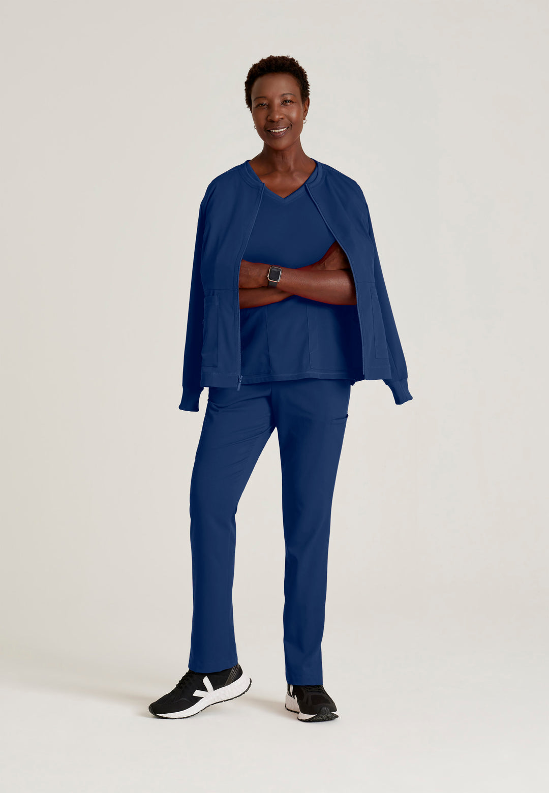 Grey's Anatomy™ Spandex Stretch Women's Millie 3-Pocket Crewneck Jacket