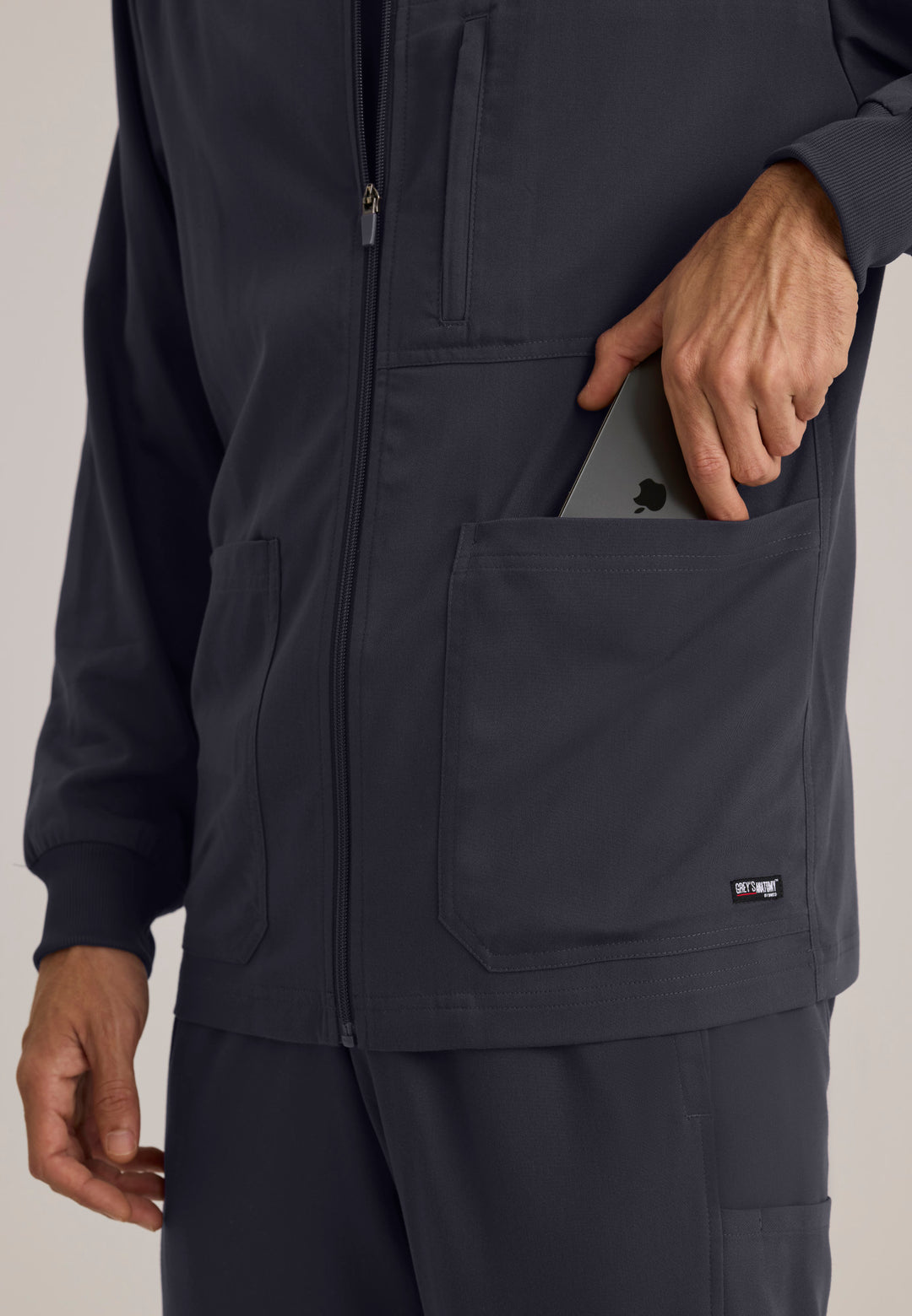 Grey's Anatomy™ Spandex Stretch Men's React 5-Pocket Crewneck Jacket